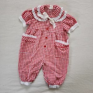 Vintage Red Gingham Romper 18 months